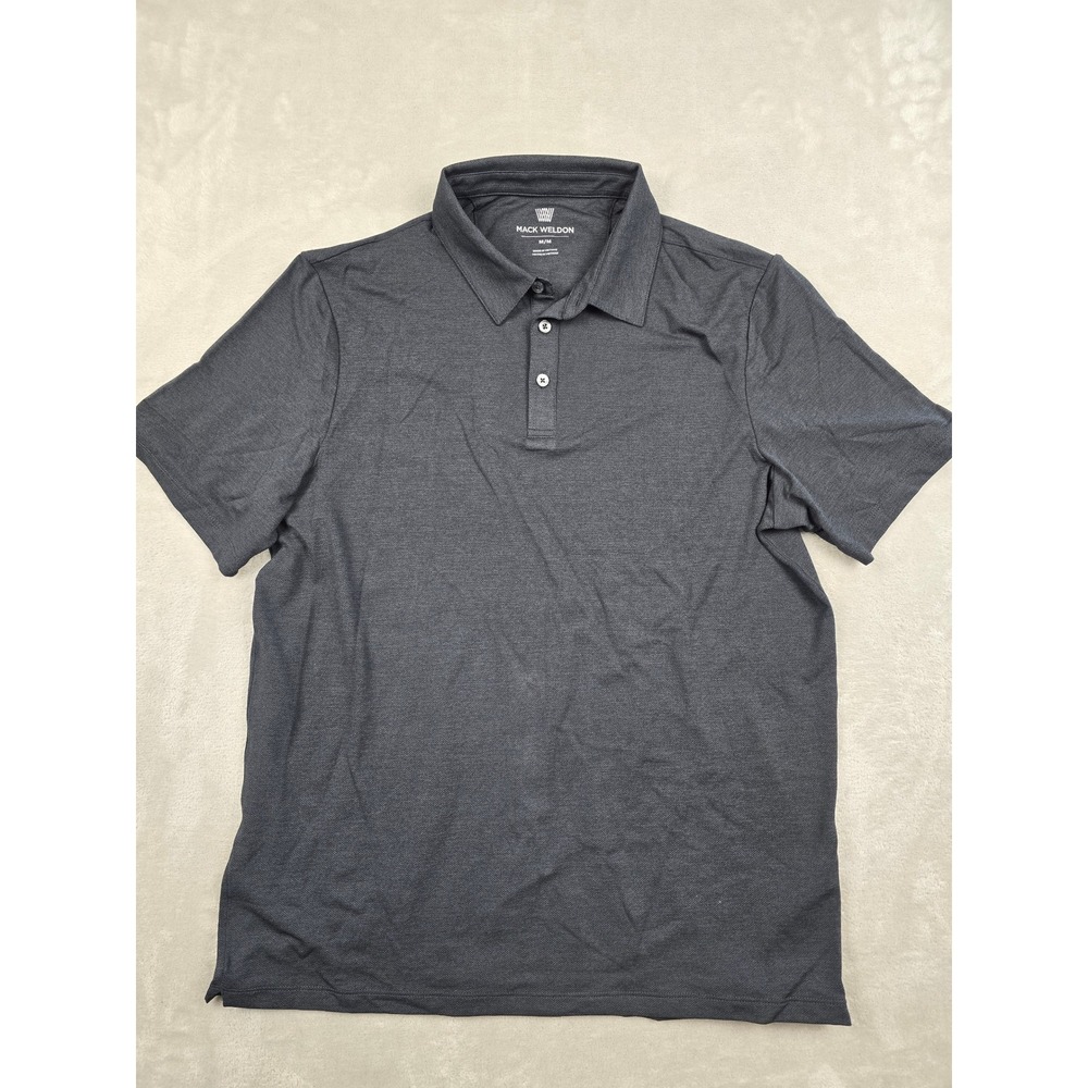 Mack Weldon Polo Shirt Mens Medium Gray Performance Short Sleeve Athleisure Snag
